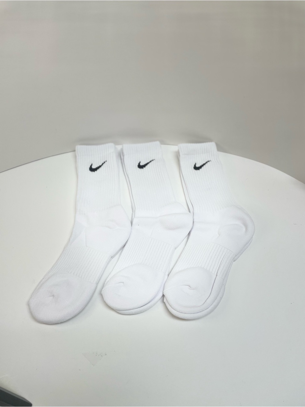 Nike White Crew Athletic Socks with Black Swoosh - 3 Pairs